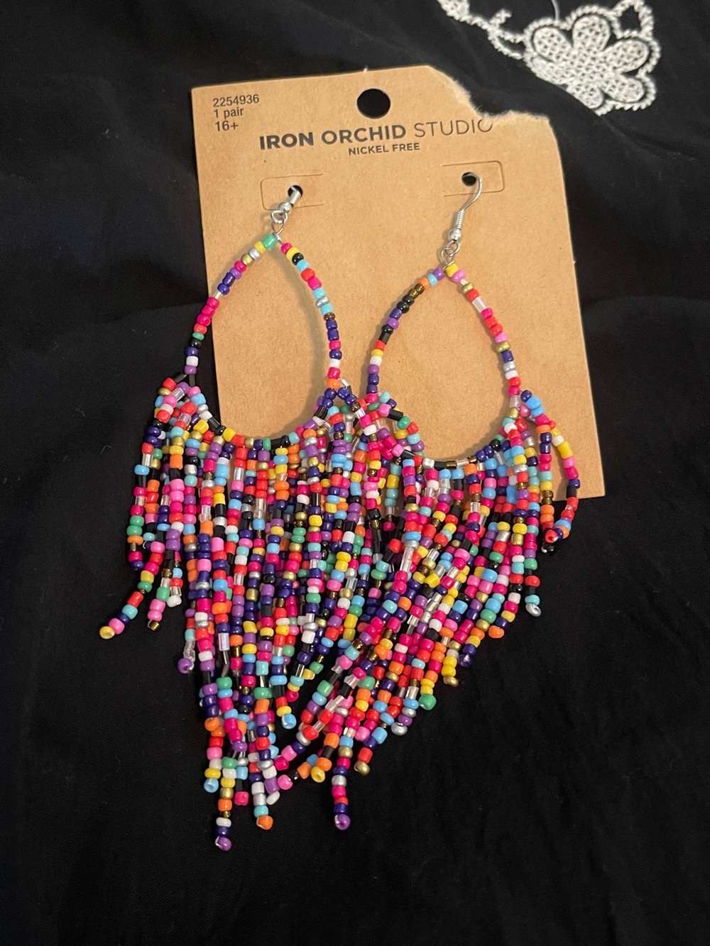 New- Multicolor Beaded Fringe Drop Earrings